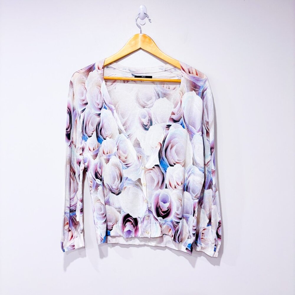 HUGO BOSS Lilac floral cardigan | Soft feminine‎ layer | Medium